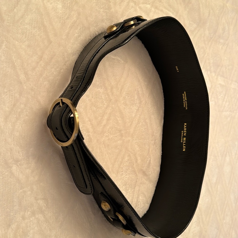 Black patent leather Karen Millen belt